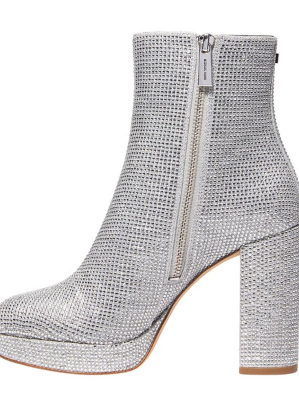 Michael Kors “Brand New" Joanna Crystal Silver Embellished Platform Booties - Picture 3 of 5